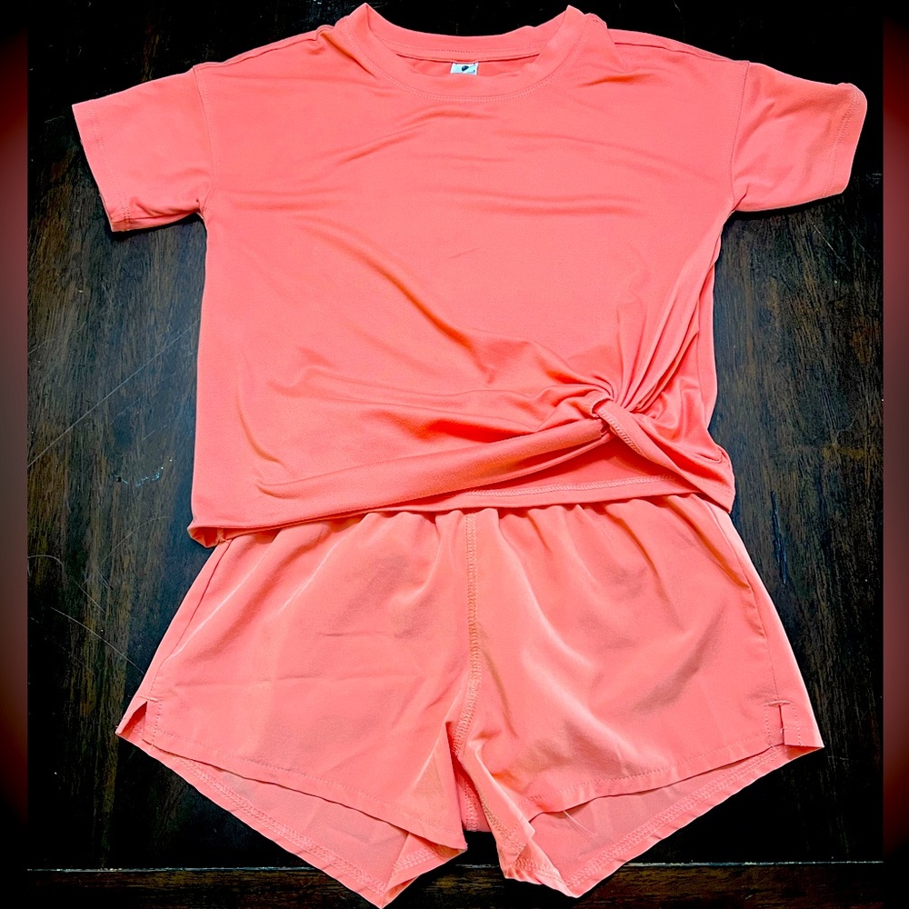 Yogalicious Coral T-Shirt and Shorts Set